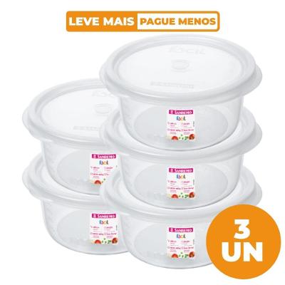 Kit 5 Potes Plásticos Redondos Fácil Cristal 620ml Sanremo