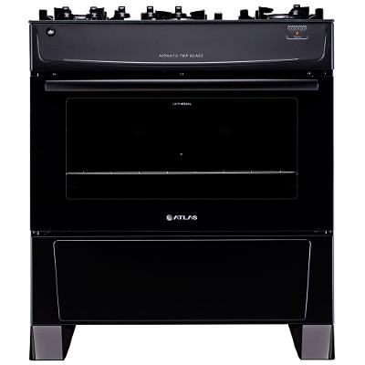 Fogão a Gás de Piso 5 Bocas Atlas Mônaco Top Glass Mesa de Vidro Preto