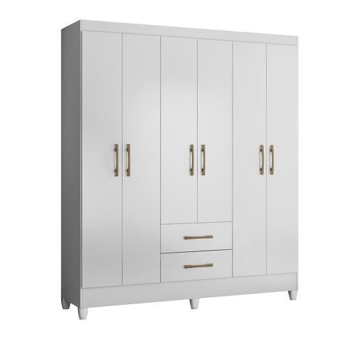Guarda Roupa Roupeiro Panamá 6 Portas 2 Gavetas Produzido em Material Mdp Moval