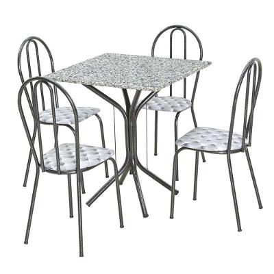 Conjunto Mesa Quadrada com Tampo em Granito e 4 Cadeiras