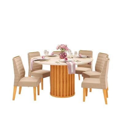 Conjunto de Mesa DJ Móveis New Viena Com 6 Cadeiras Ondina