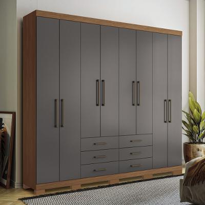 Guarda Roupa Casal 238cm 8 Portas 6 Gavetas com Pés Havana Master Santos Andirá