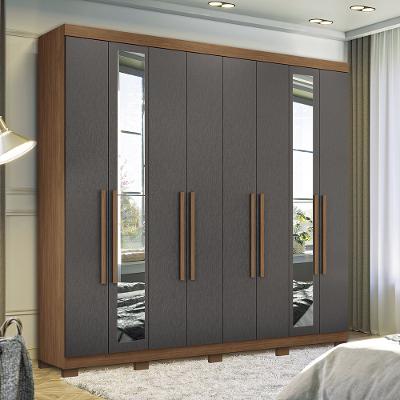Guarda Roupa Casal 238cm 8 Portas 4 Gavetas com Espelhos e Pés Master New Santos Andirá
