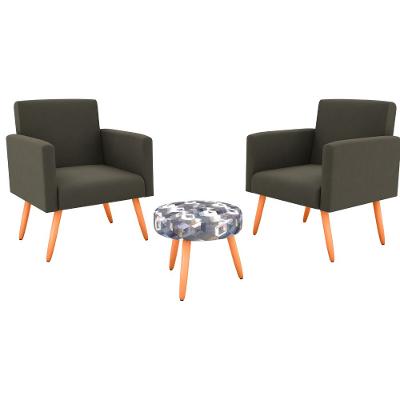 Conjunto Com 2 Poltronas e 1 Puff Dallas Matrix