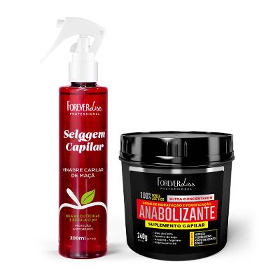 Kit Vinagre Capilar Forever Liss Com Máscara Anabolizante 200g