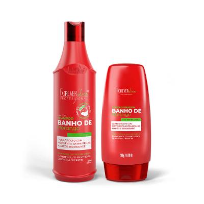 Kit Shampoo e Condicionador Banho de Verniz Morango Forever Liss