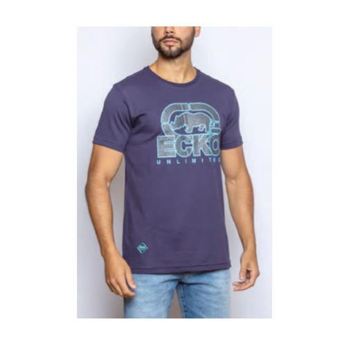 Camiseta Básica Masculina com Estampa Glitter Marinho K863A - Ecko