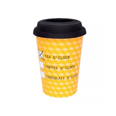 Copo Trip de Porcelana com Tampa Silicone Chá 300ml - Oxford