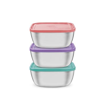 Conjunto de Potes Quadrado Freezinox em Aço Inox com Tampa Plástica 1,50L 3pçs - Tramontina