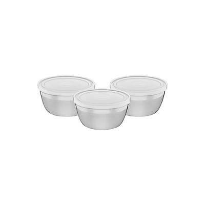 Conjunto de Potes em Aço Inox com Tampa Plástica Freezinox 300ml 3pçs - Tramontina