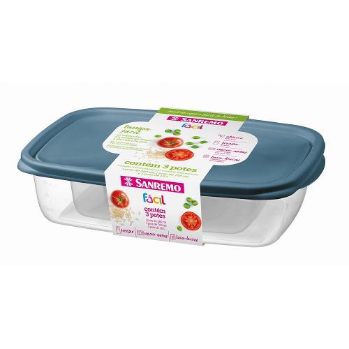 Conjunto de Potes Retangulares Fácil Verde 3pçs - Sanremo