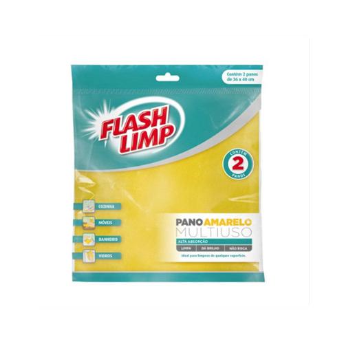 Pano Multiuso Amarelo 2pçs - FlashLimp