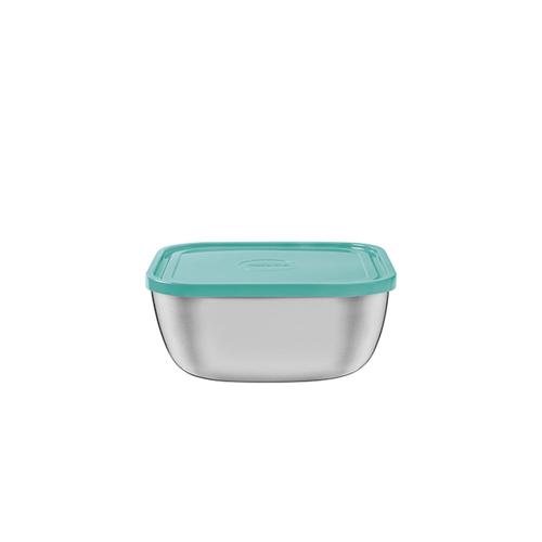 Pote Quadrado Freezinox em Aço Inox c/ Tampa Plástica Verde 1,50L - Tramontina