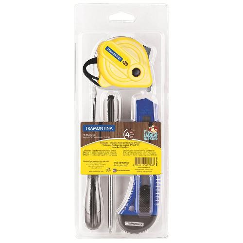 Kit de Ferramentas com Trena Chaves de Fenda e Estilete 4pçs - Tramontina