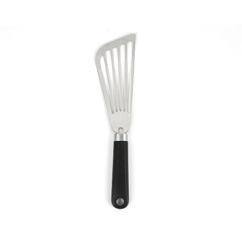 Espátula Vazada Flexível Chapeiro em Inox Cabo Preto 18cm