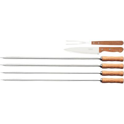 Jogo para Churrasco em Aço Inox e Madeira 6pçs - Tramontina