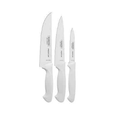 Jogo de Facas Premium com Lâminas em Aço Inox e Cabos de Polipropileno Branco 3pçs - Tramontina