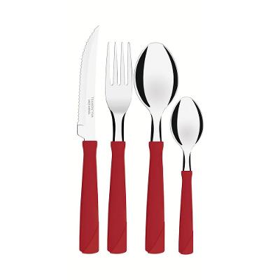 Faqueiro em Aço Inox e Cabos de Polipropileno com Gaveteiro New Kolor Vermelho 25pçs - Tramontina
