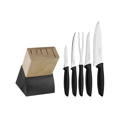 Conjunto de Facas Inox com Suporte de Madeira Plenus Preto 6pçs - Tramontina