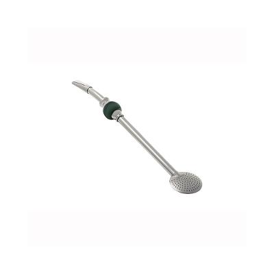 Bomba de Chimarrão Ilex em Inox com Rosca e Pedra Ágata Verde 25cm - Tramontina