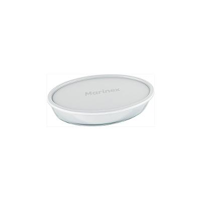 Assadeira Clássica Oval Média com Tampa Plástica Branca 3,2L - Marinex