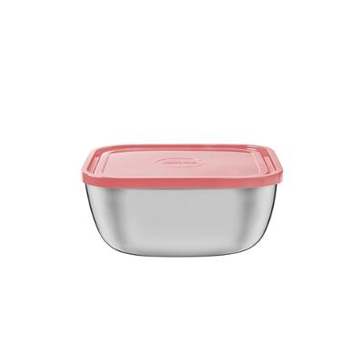 Pote Quadrado Freezinox em Aço Inox c/ Tampa Plástica Salmão 2,40L - Tramontina