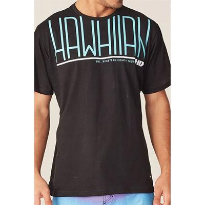 Camiseta BAsica Masculina Estampada Preta 9659A - HD