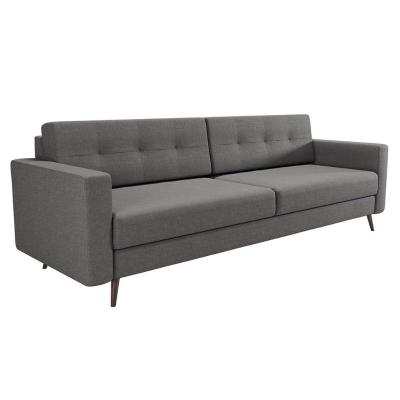 Sofá 3 Lugares Living Pé Palito Linho Cotton Cinza 210 cm
