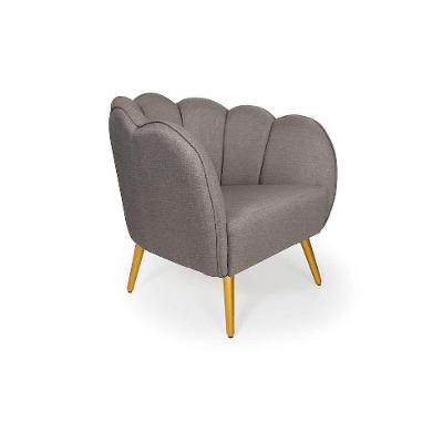 Poltrona Ariel Pé Palito Linho Fendi e Bronze