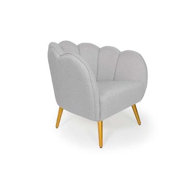 Poltrona Ariel Pé Palito Linho Creme e Bronze