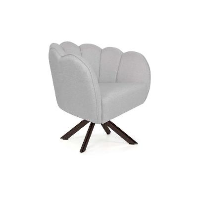 Poltrona Ariel Giratória Linho Creme e Chocolate