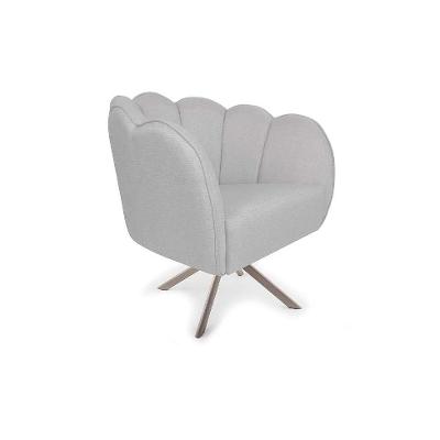 Poltrona Ariel Giratória Linho Creme e Champagne