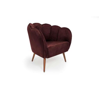 Poltrona Ariel Pé Palito Veludo Malbec e Cobre