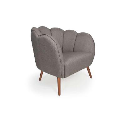 Poltrona Ariel Pé Palito Linho Fendi e Cobre