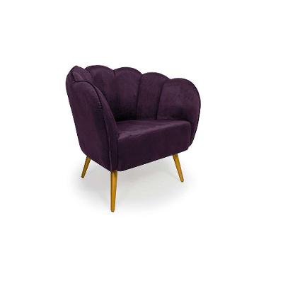 Poltrona Ariel Pé Palito Veludo Uva e Bronze