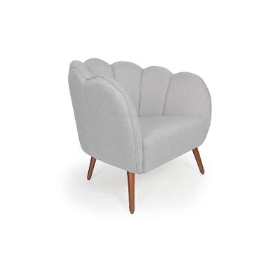 Poltrona Ariel Pé Palito Linho Creme e Cobre