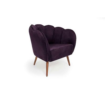 Poltrona Ariel Pé Palito Veludo Uva e Cobre