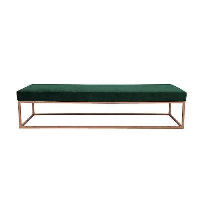 Banco 2 Lugares Giulia Veludo Verde e Dourado 100 cm