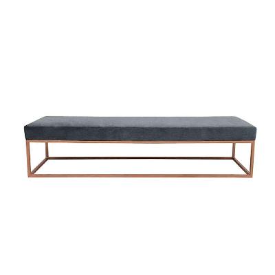 Banco 3 Lugares Giulia Veludo Cinza e Dourado 180 cm