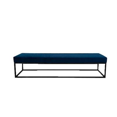 Banco 3 Lugares Giulia Veludo Azul e Preto 180 cm