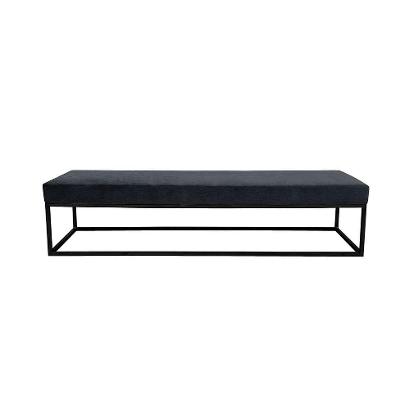 Banco 3 Lugares Giulia Veludo Cinza e Preto 180 cm