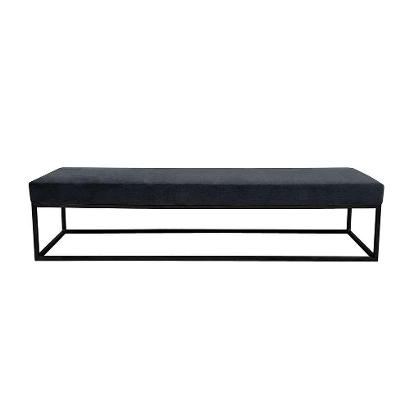 Banco 2 Lugares Giulia Veludo Cinza e Preto 160 cm