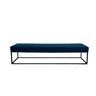 Banco 2 Lugares Giulia Veludo Azul e Preto 140 cm