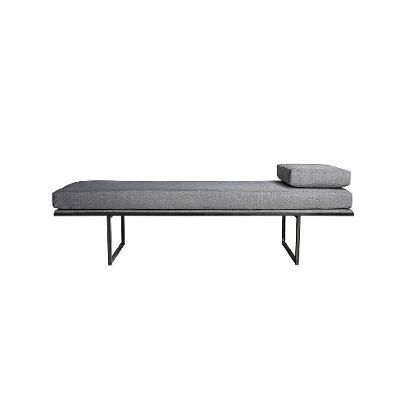 Banco 2 Lugares Galli Linho Cinza e Preto 140 cm