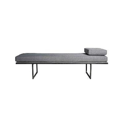 Banco 2 Lugares Galli Linho Cinza e Preto 160 cm