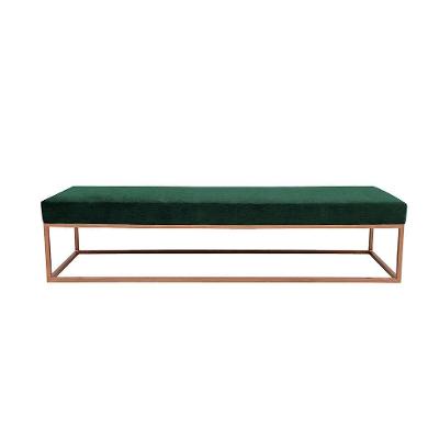 Banco 2 Lugares Giulia Veludo Verde e Dourado 140 cm