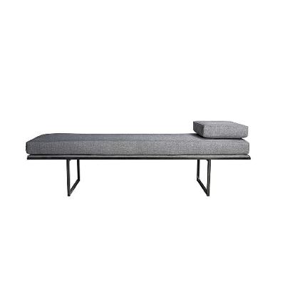 Banco 2 Lugares Galli Linho Cinza e Preto 100 cm