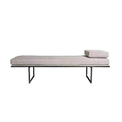 Banco 2 Lugares Galli Linho Bege e Preto 100 cm