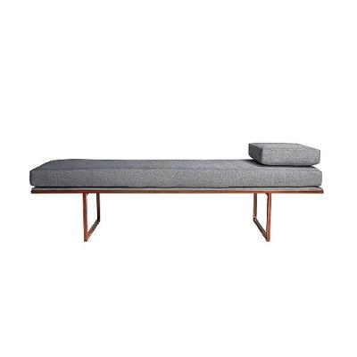 Banco 2 Lugares Galli Linho Cinza e Dourado 100 cm