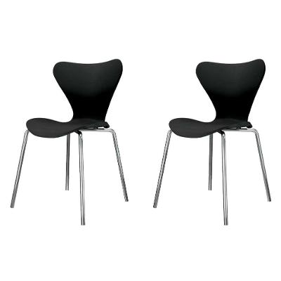 Conjunto com 2 Cadeiras Jacobsen Preto e Cromado